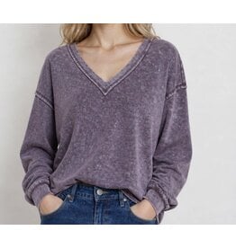 Blu pepper Washed Inverted Seam L/S knit top