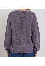 Blu pepper Washed Inverted Seam L/S knit top