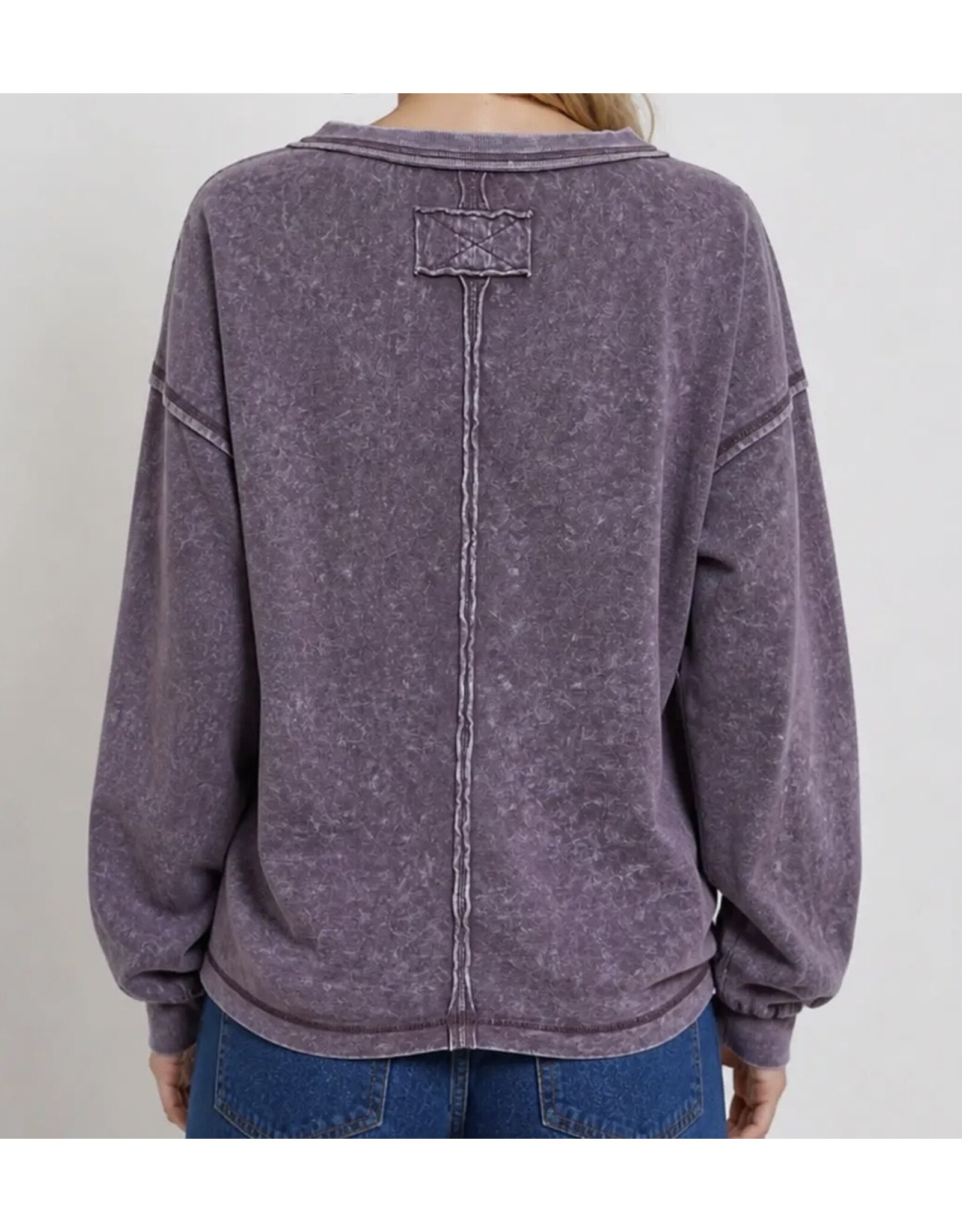 Blu pepper Washed Inverted Seam L/S knit top