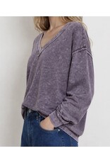 Blu pepper Washed Inverted Seam L/S knit top