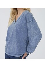 Blu pepper Washed Inverted Seam L/S knit top