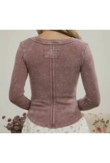Blu pepper Washed Henley L/S Knit Top