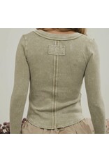 Blu pepper Washed Henley L/S Knit Top