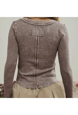 Blu pepper Washed Henley L/S Knit Top