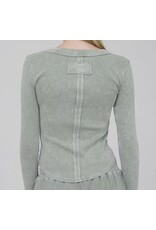Blu pepper Washed Henley L/S Knit Top