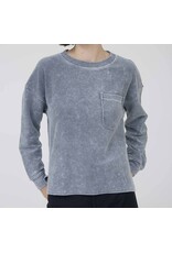 Blu pepper Washed Pocket L/S Rib Knit Top
