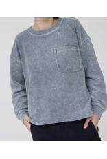 Blu pepper Washed Pocket L/S Rib Knit Top