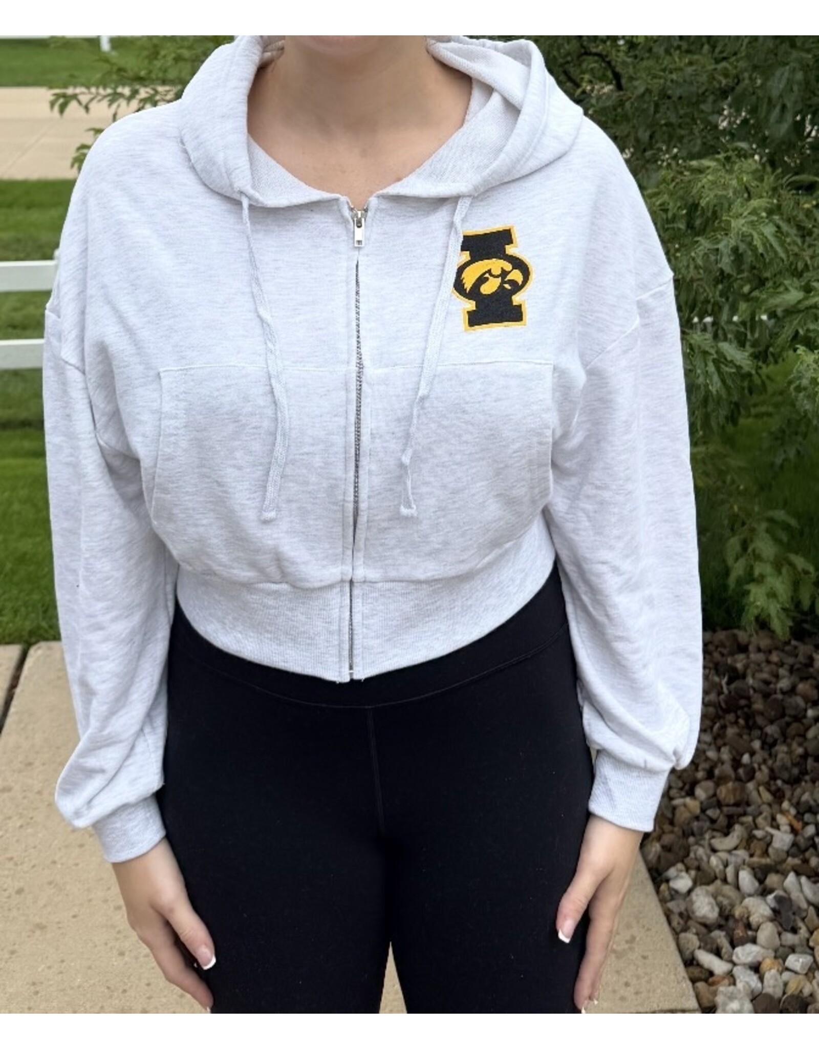 Tailgates, Tackles Hawkeye crop zip sweatshirt