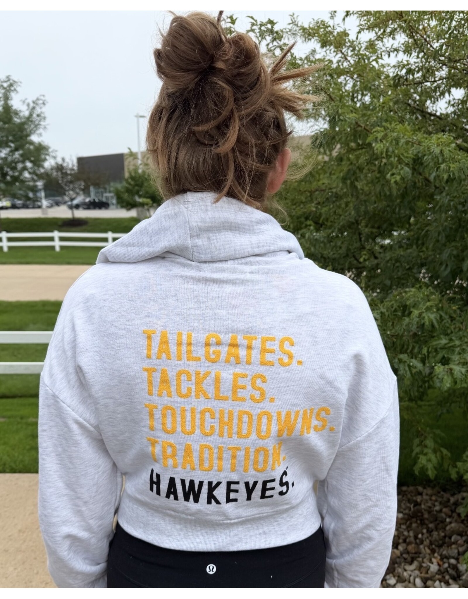 Tailgates, Tackles Hawkeye crop zip sweatshirt