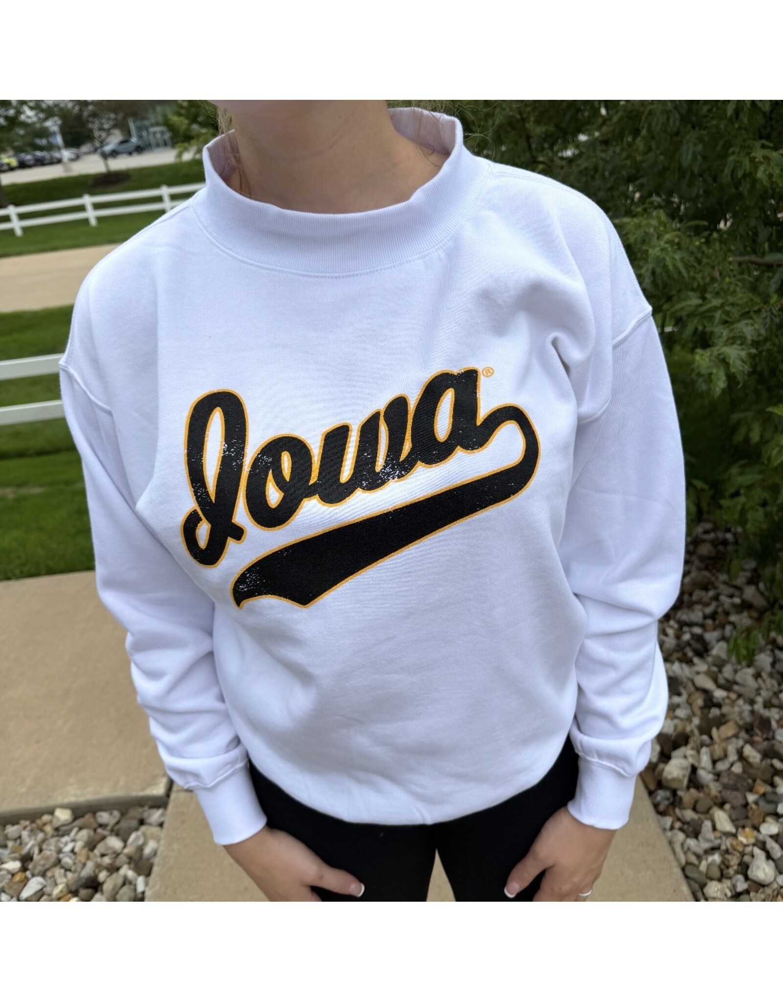 Mock neck cursive IOWA sweatshirt