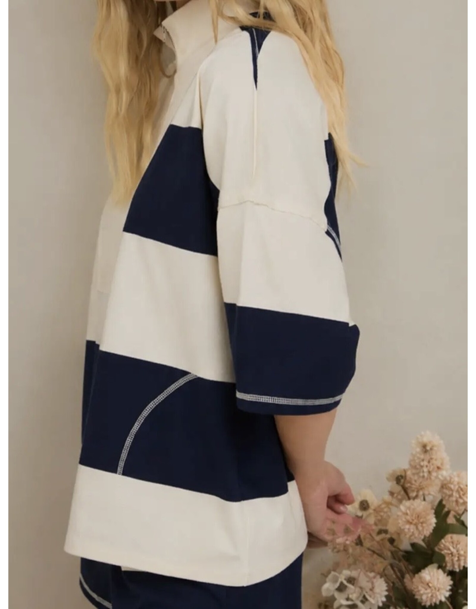 Blu pepper TRENDY Wide Stripe S/S Half Zip