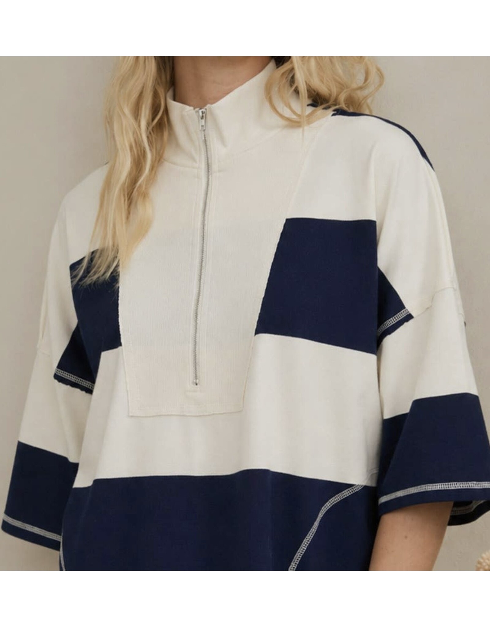 Blu pepper TRENDY Wide Stripe S/S Half Zip
