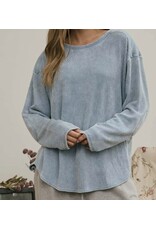 Blu pepper Boxy Textured L/S Washed Knit