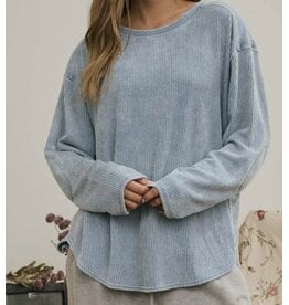 Blu pepper Boxy Textured L/S Washed Knit