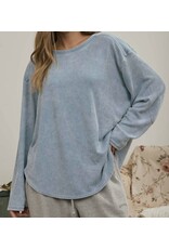 Blu pepper Boxy Textured L/S Washed Knit