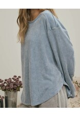 Blu pepper Boxy Textured L/S Washed Knit