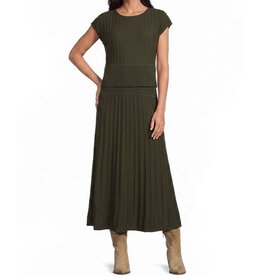 Elan Elan Olive Ribbed A-Line Dress