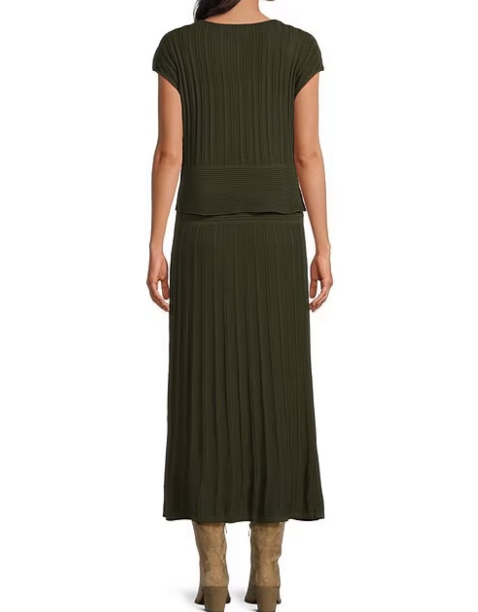 Elan Elan Olive Ribbed A-Line Dress