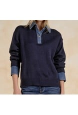 Elan Elan Navy & Denim Collared Sweater