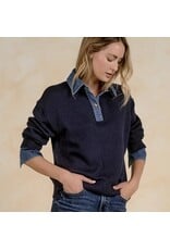 Elan Elan Navy & Denim Collared Sweater