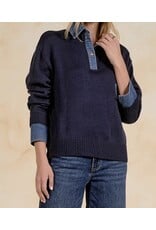 Elan Elan Navy & Denim Collared Sweater