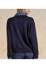 Elan Elan Navy & Denim Collared Sweater