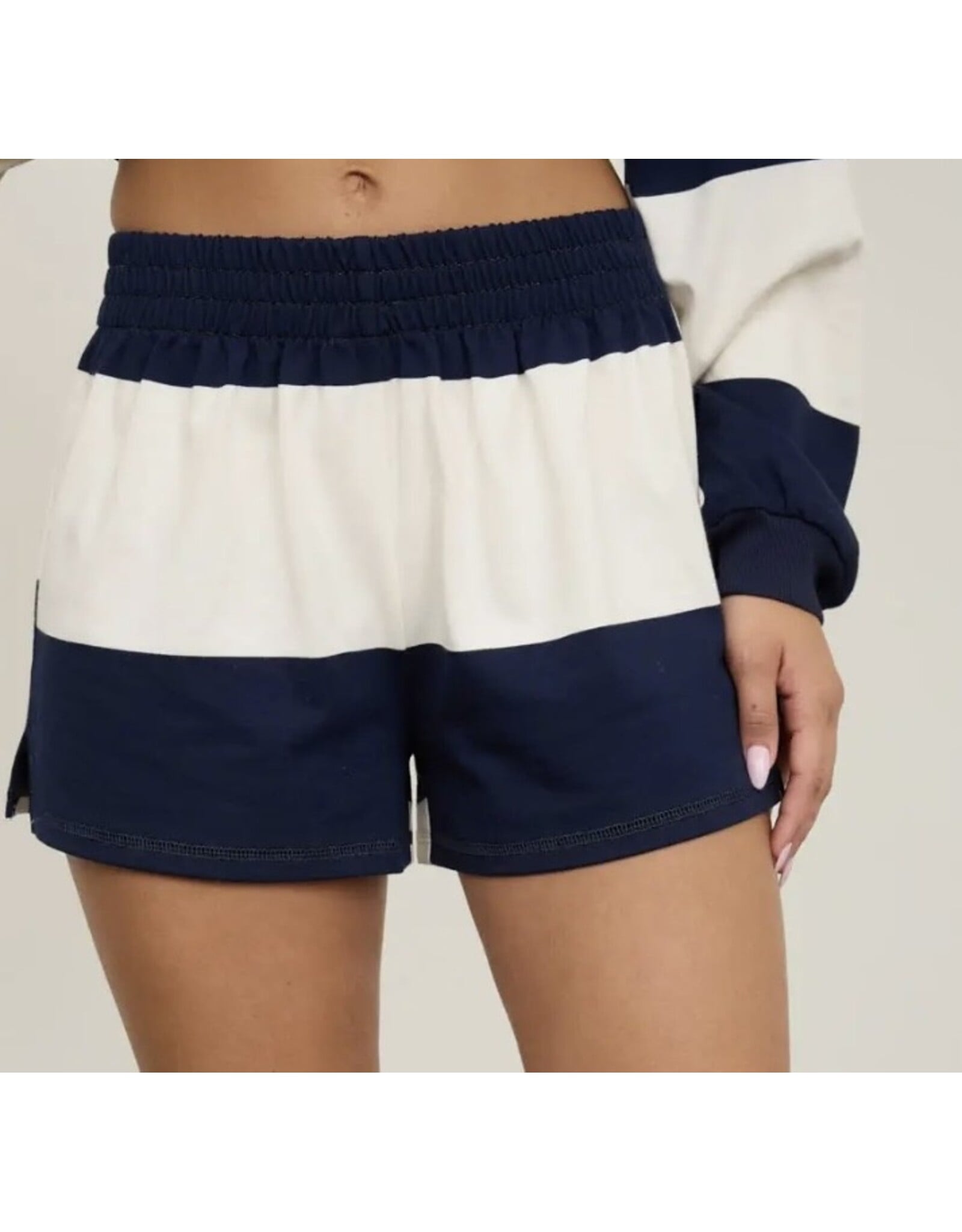 Blu pepper Wide Stripe Knit Shorts