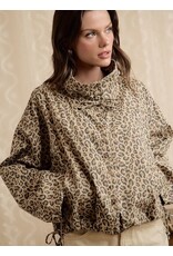 Leopard Printed Hooded Windbreaker Jacket