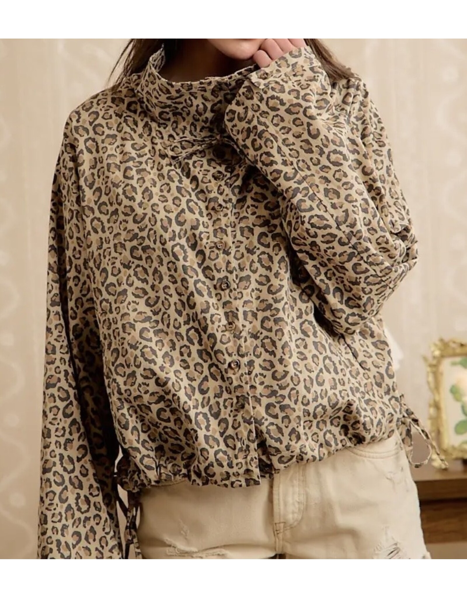 Leopard Printed Hooded Windbreaker Jacket