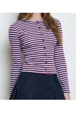 Blu pepper Button Down Crew Neck Knit L/S Top