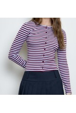 Blu pepper Button Down Crew Neck Knit L/S Top