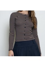 Blu pepper Button Down Crew Neck Knit L/S Top
