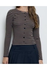 Blu pepper Button Down Crew Neck Knit L/S Top