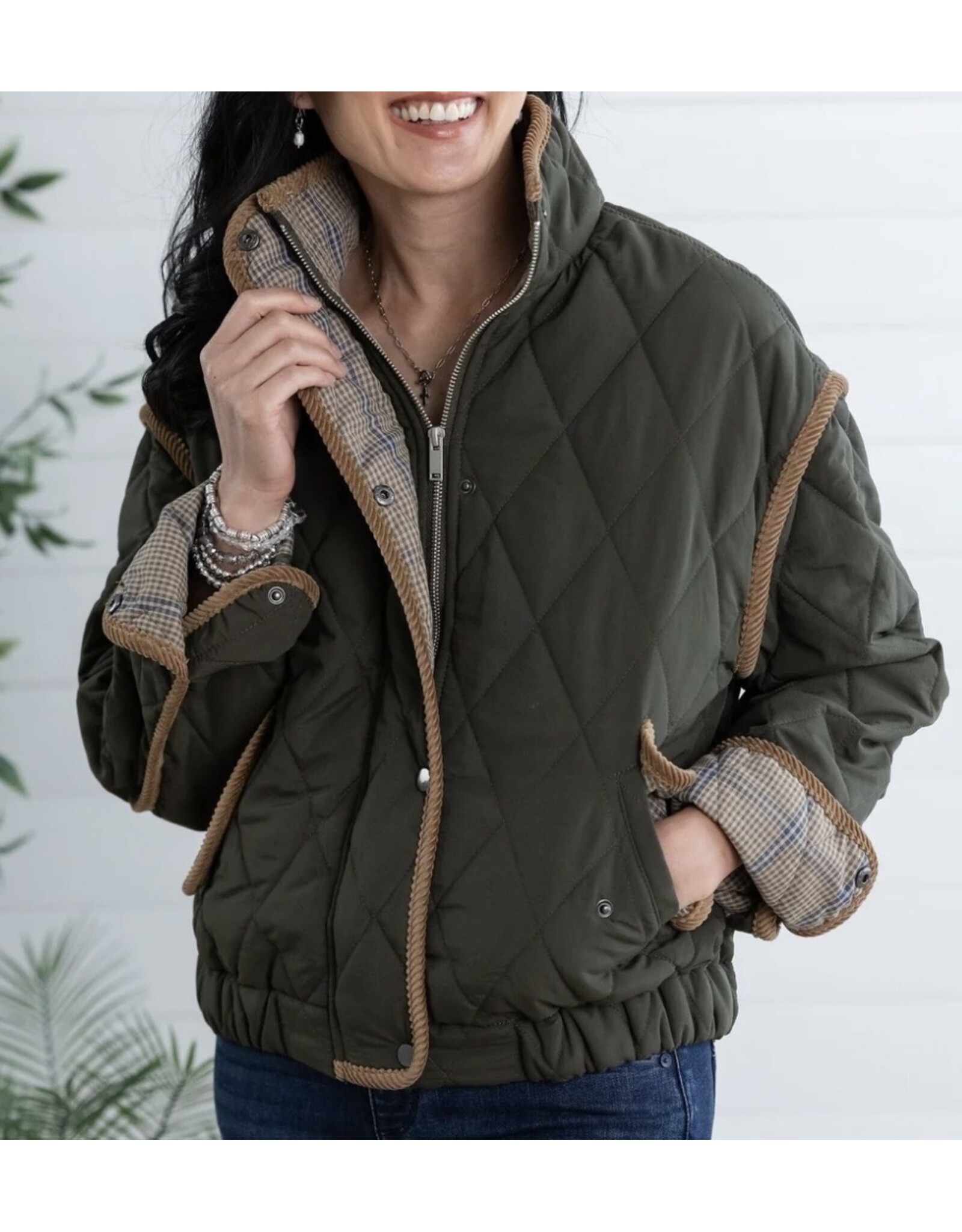 Elan Elan Puffer Jacket w/ Corduroy Trim