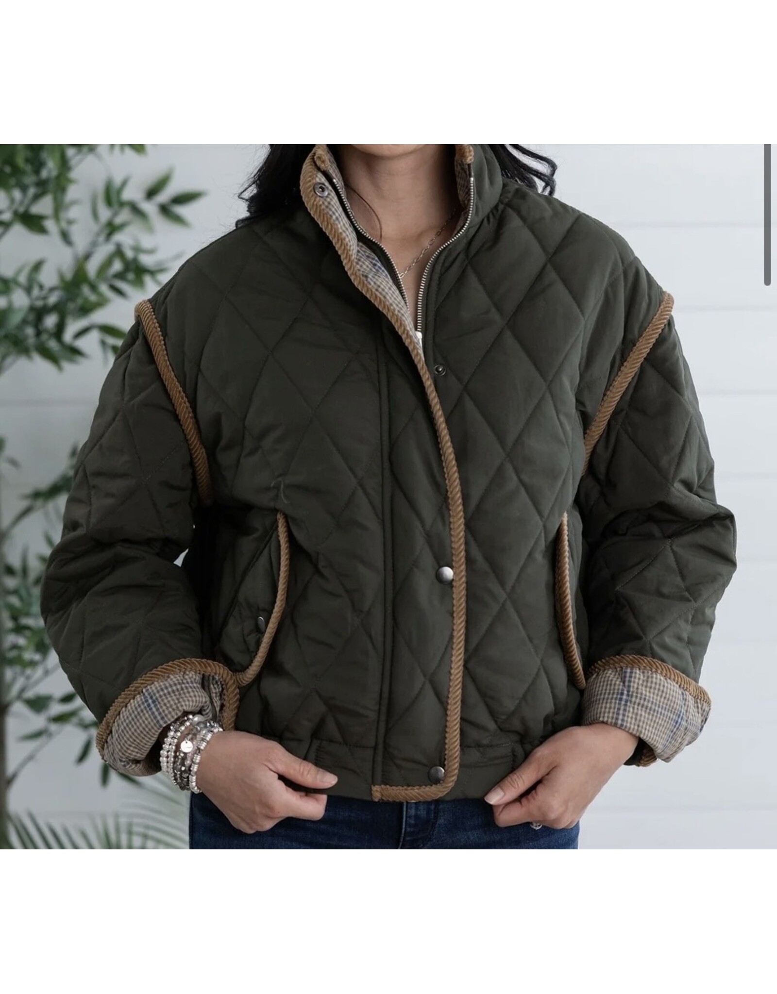 Elan Elan Puffer Jacket w/ Corduroy Trim