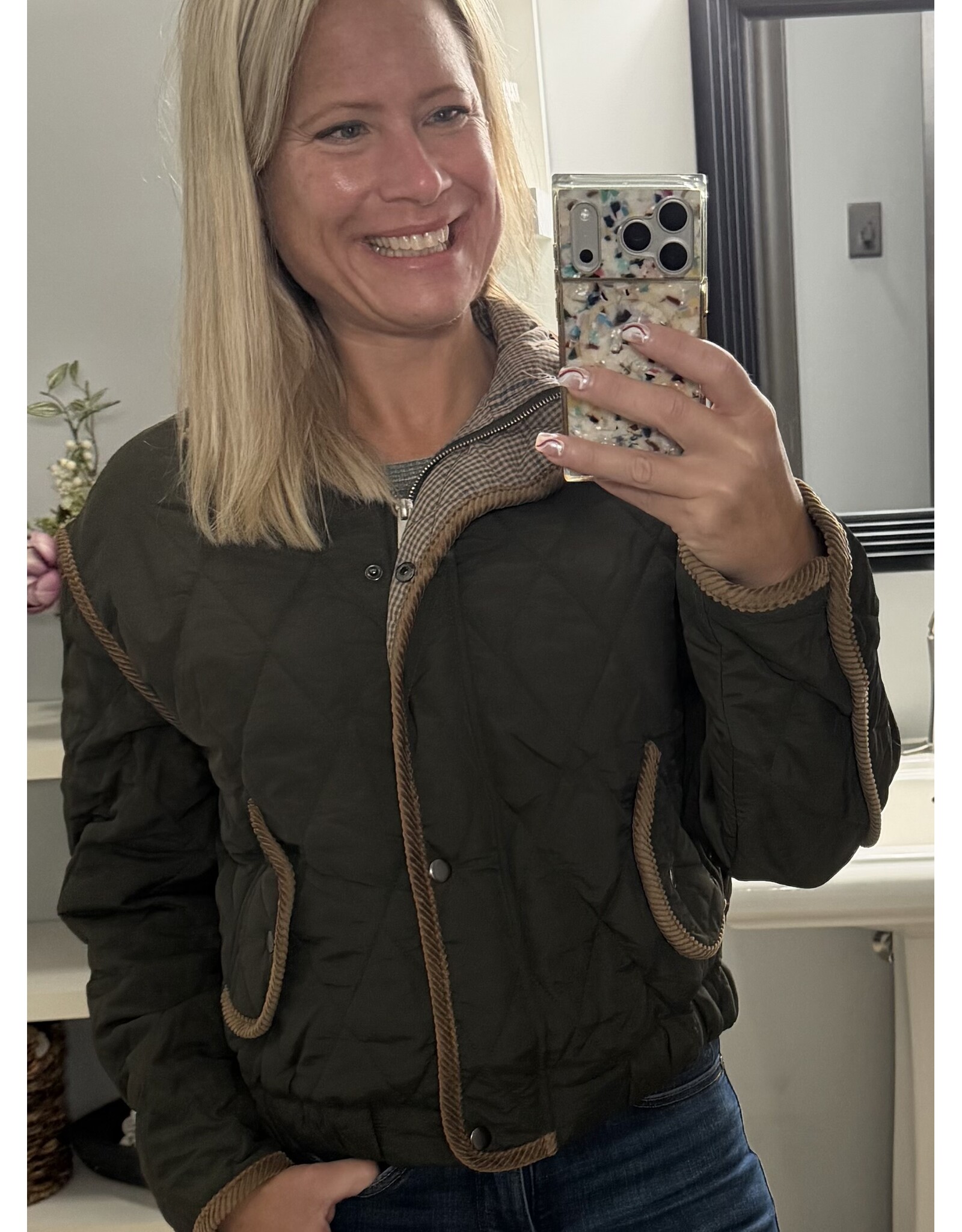 Elan Elan Puffer Jacket w/ Corduroy Trim