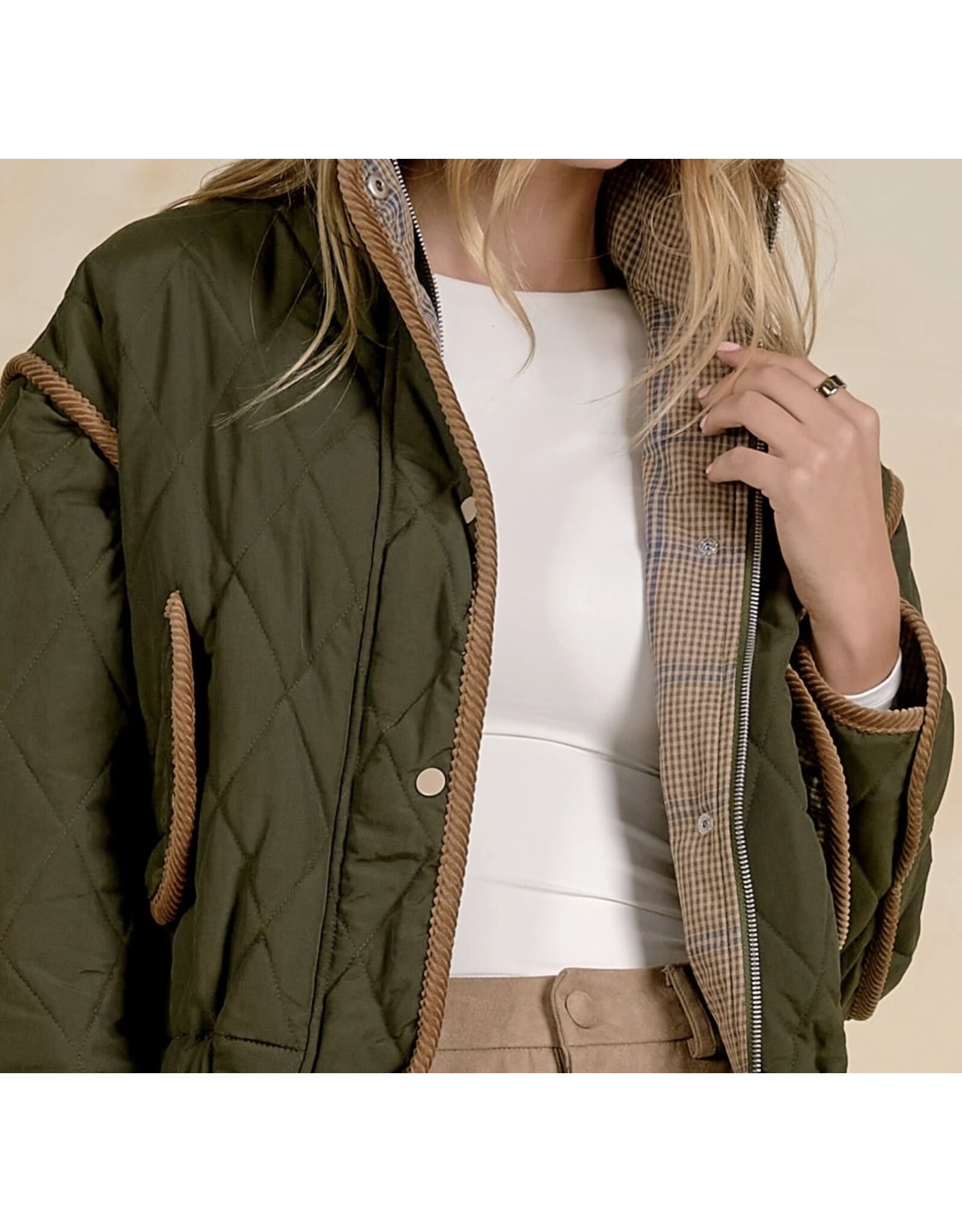 Elan Elan Puffer Jacket w/ Corduroy Trim