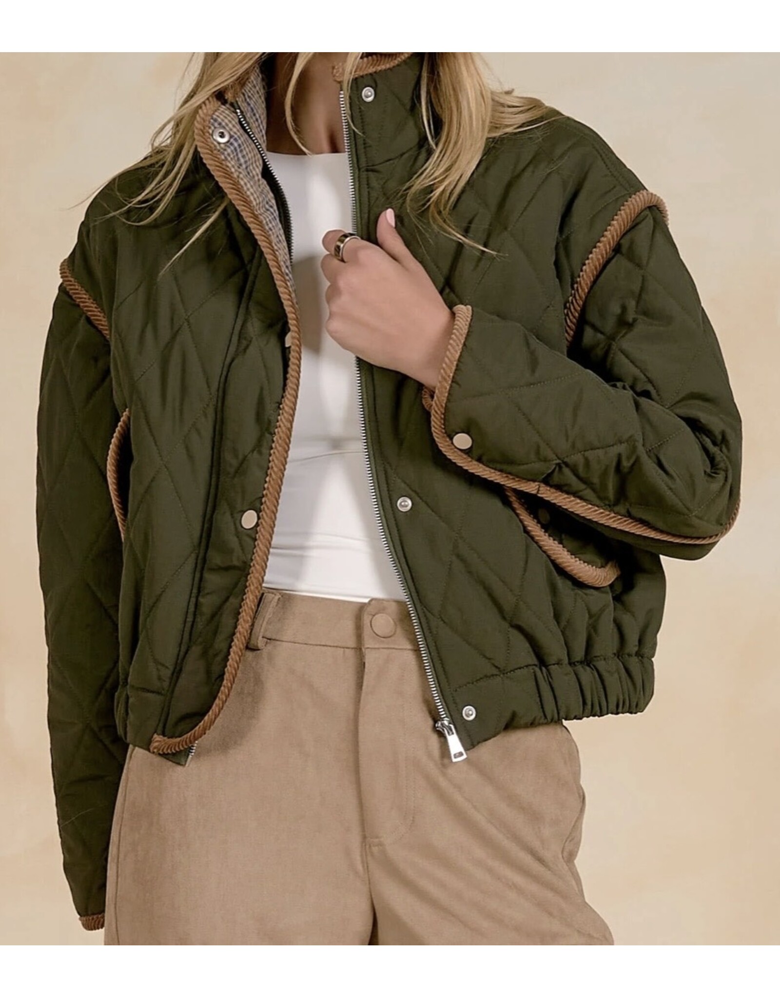 Elan Elan Puffer Jacket w/ Corduroy Trim