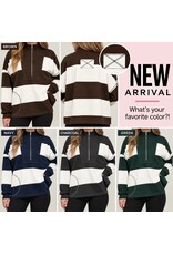 TRENDY Wide Stripe L/S Half Zip