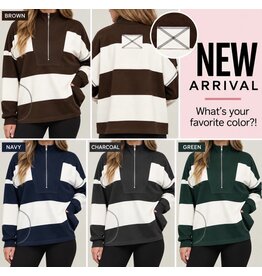 TRENDY Wide Stripe L/S Half Zip