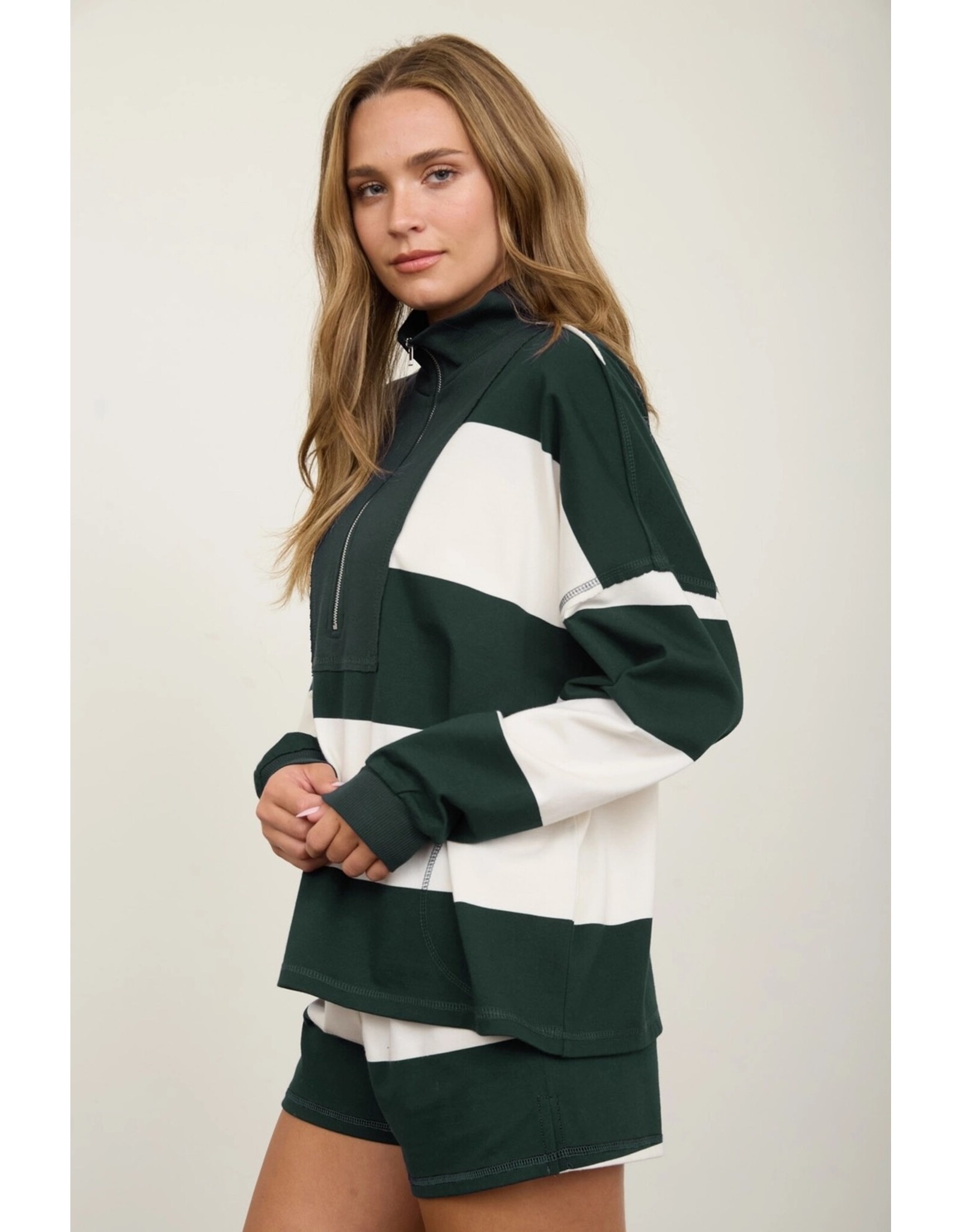 TRENDY Wide Stripe L/S Half Zip