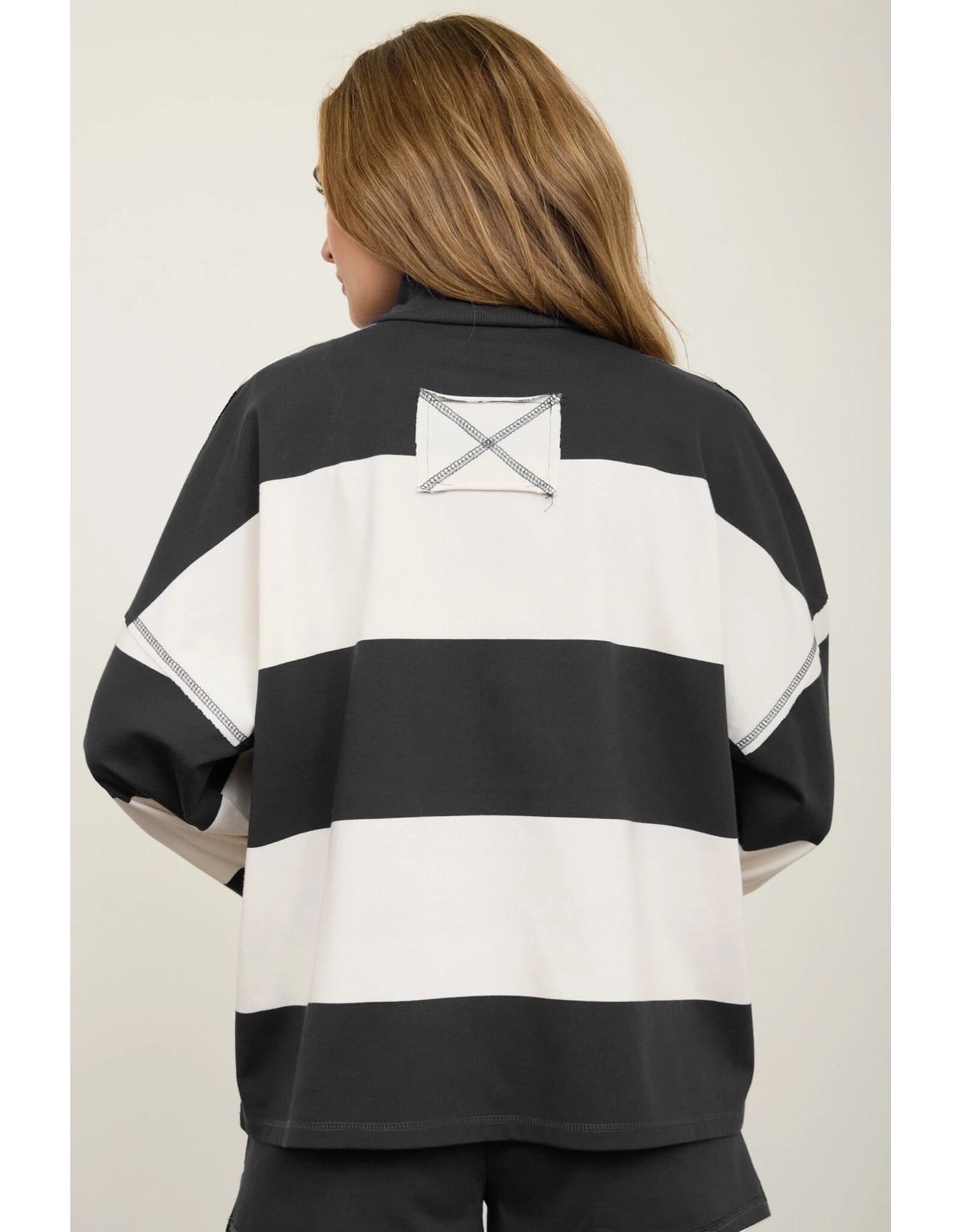 TRENDY Wide Stripe L/S Half Zip