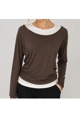 Wasabi boat neck w/ contrast top Brown