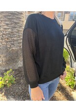 Wasabi Fishnet sleeve crew sweatshirt Black