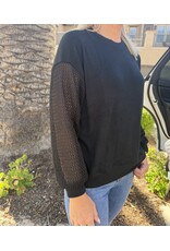 Wasabi Fishnet sleeve crew sweatshirt Black