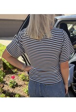 Wasabi Stripe S/S Brown/Lt Blue Top