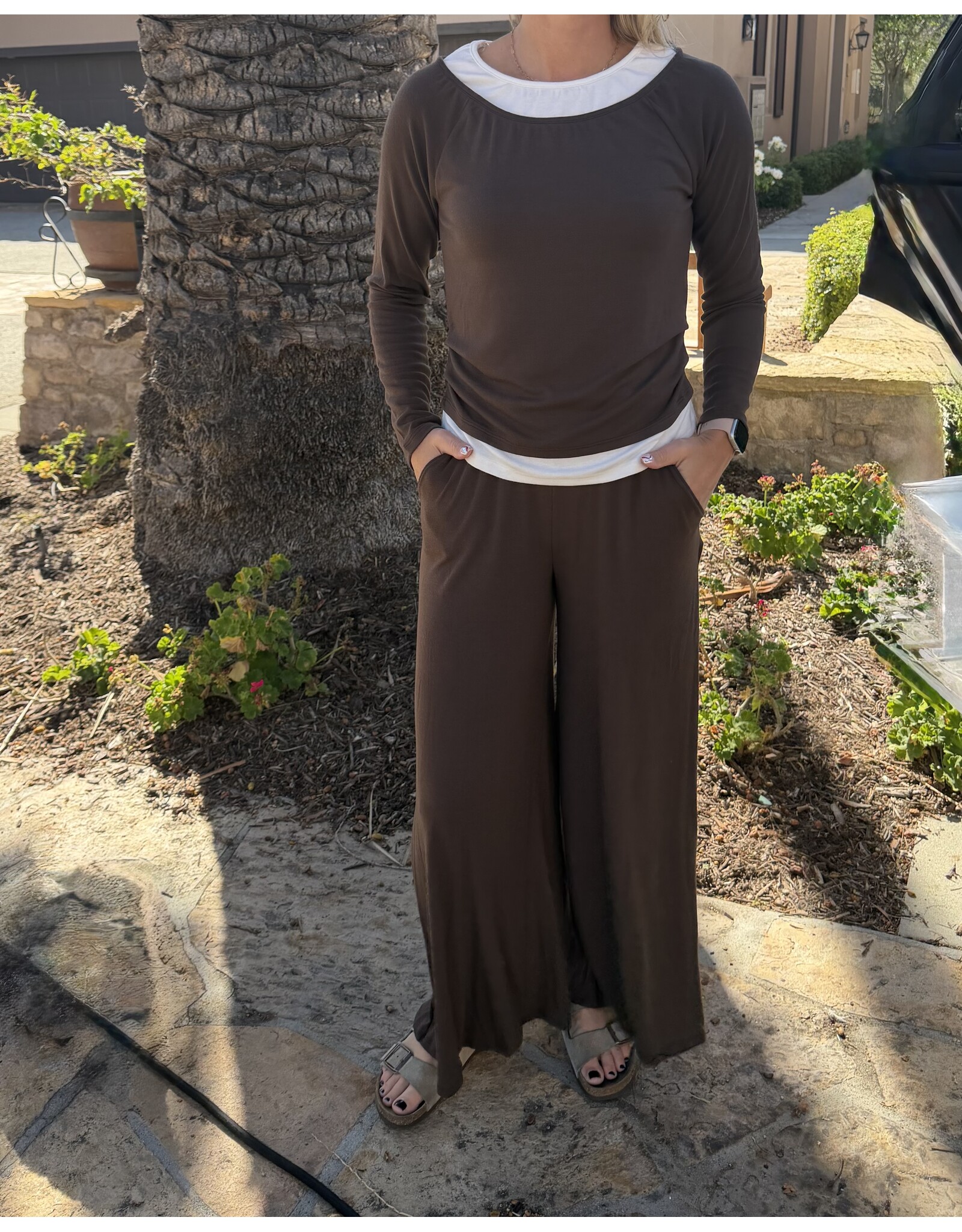 Wasabi Baby Rib Palazzo Pants
