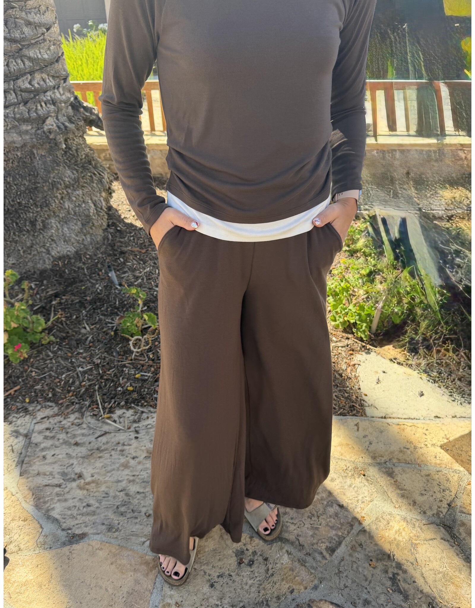 Wasabi Baby Rib Palazzo Pants