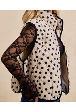 Polka Dot Print Piping Quilt  Vest