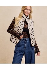 Polka Dot Print Piping Quilt  Vest